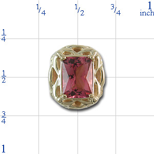 B2171 14K SLIDE WITH OCTAGON PK TOURMALINE WITH OPEN WORK 